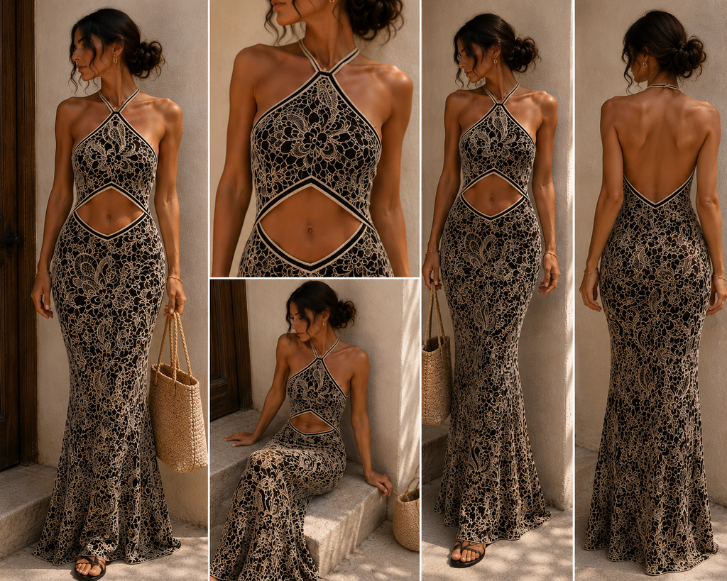 Robe SOURAYA - beige/noir