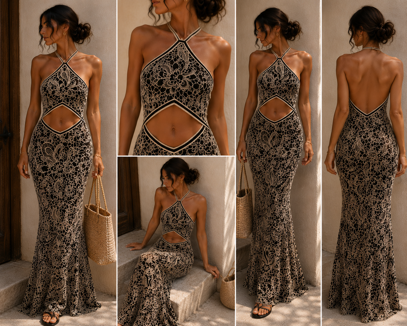 Robe SOURAYA - beige/noir