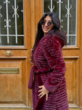 Manteau fourrure KATHY - Bordeaux