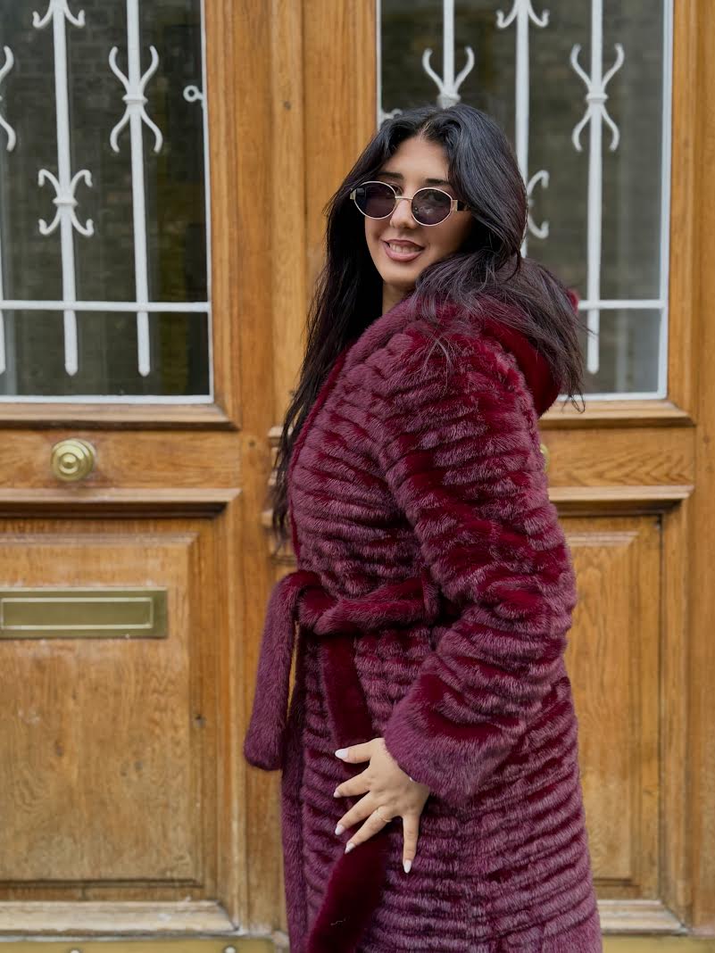 Manteau fourrure KATHY - Bordeaux