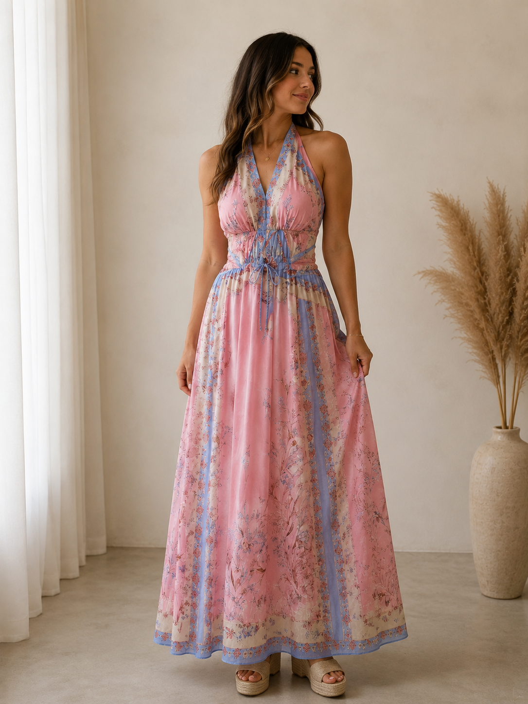 Robe JULIETTE - rose à imprimé