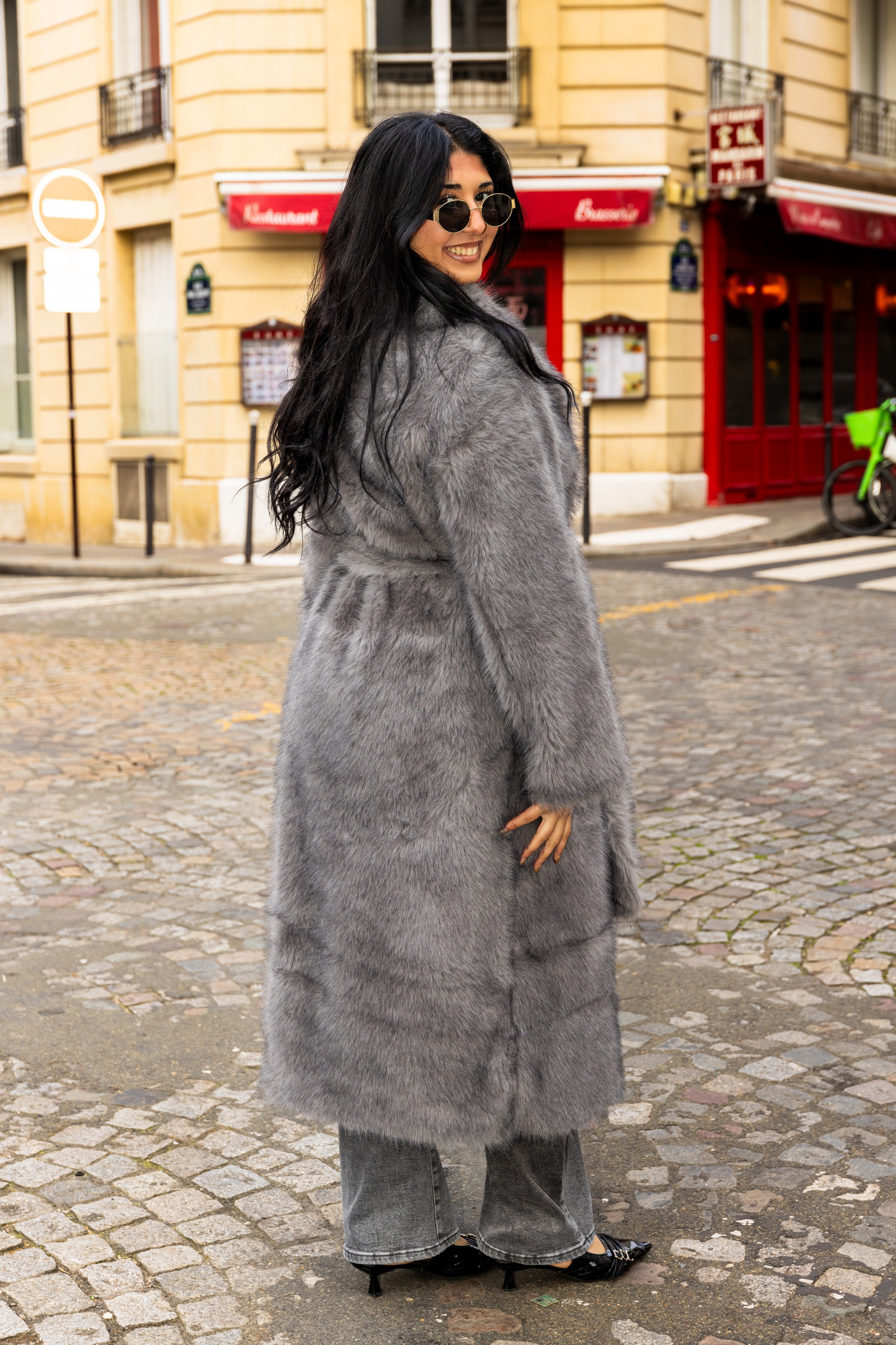 Manteau fourrure ANISSA gris