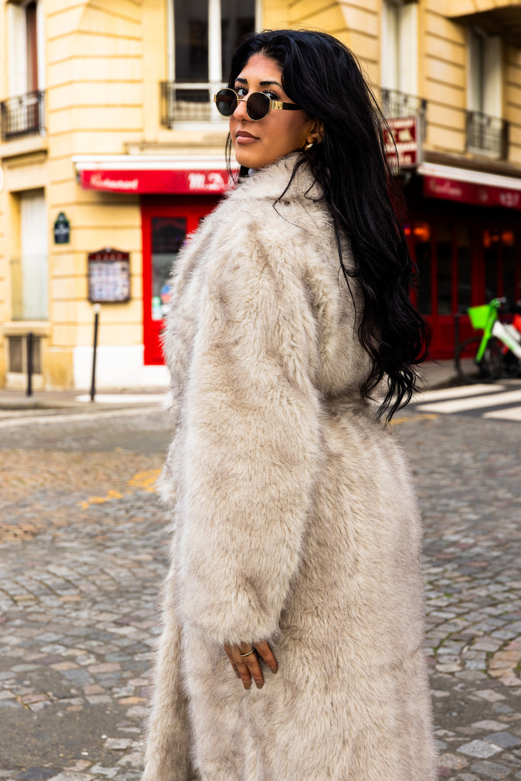 Manteau fourrure ANISSA Beige.