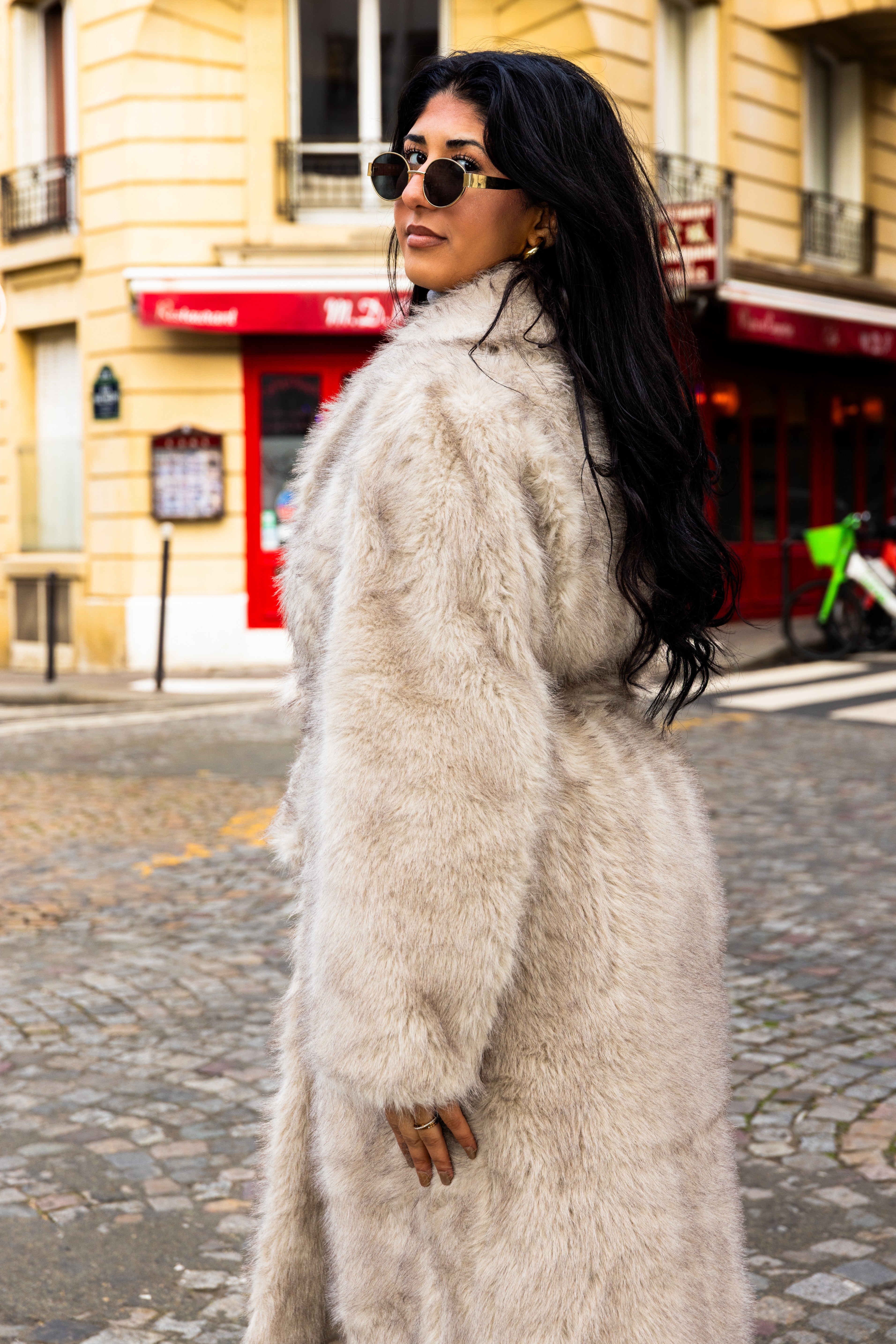 Manteau fourrure ANISSA Beige.