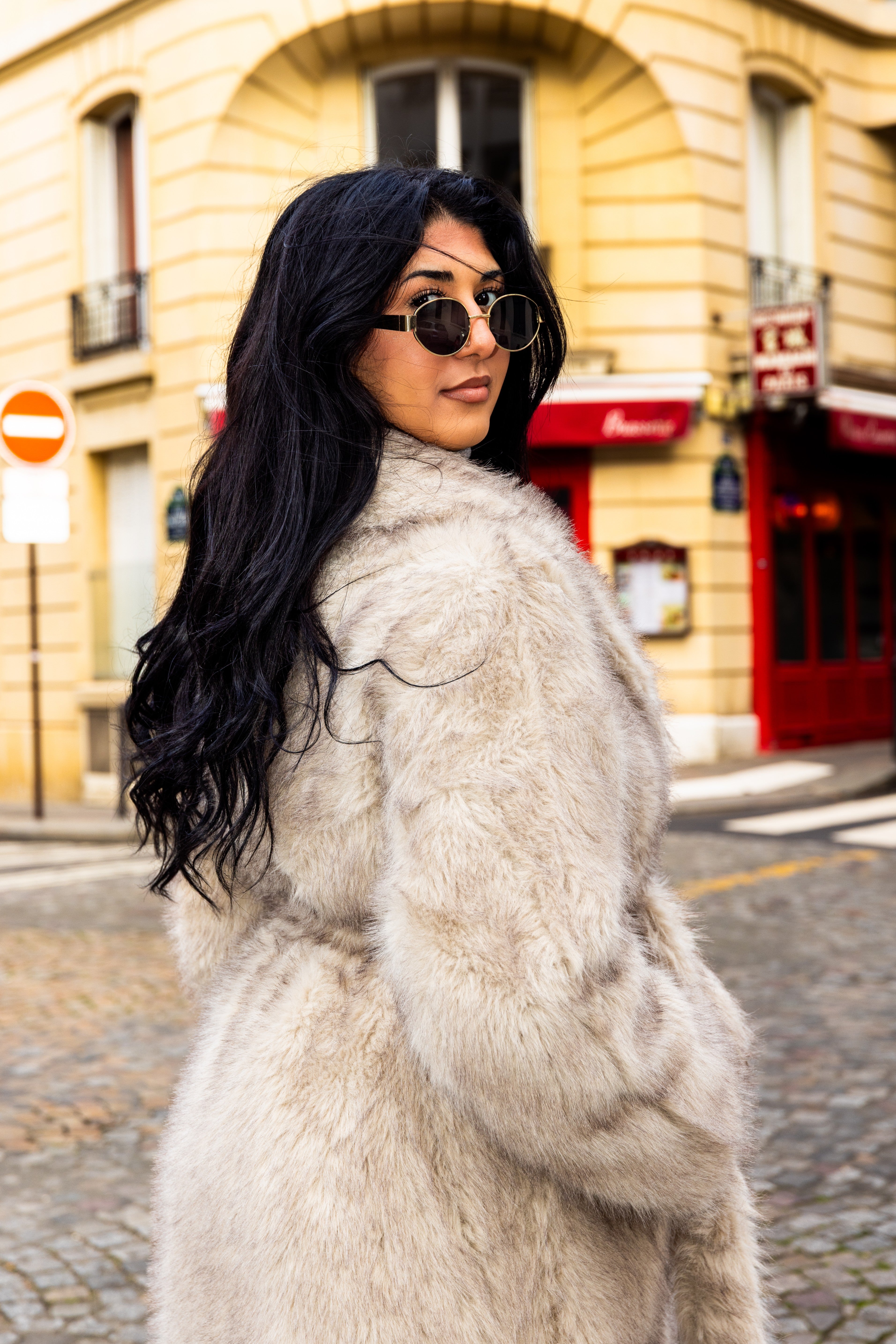 Manteau fourrure ANISSA Beige.