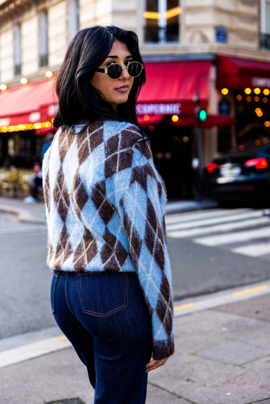 Pull MARGUERITE bleu/marron