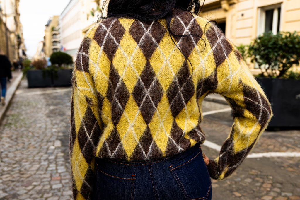 Pull MARGUERITE jaune/marron