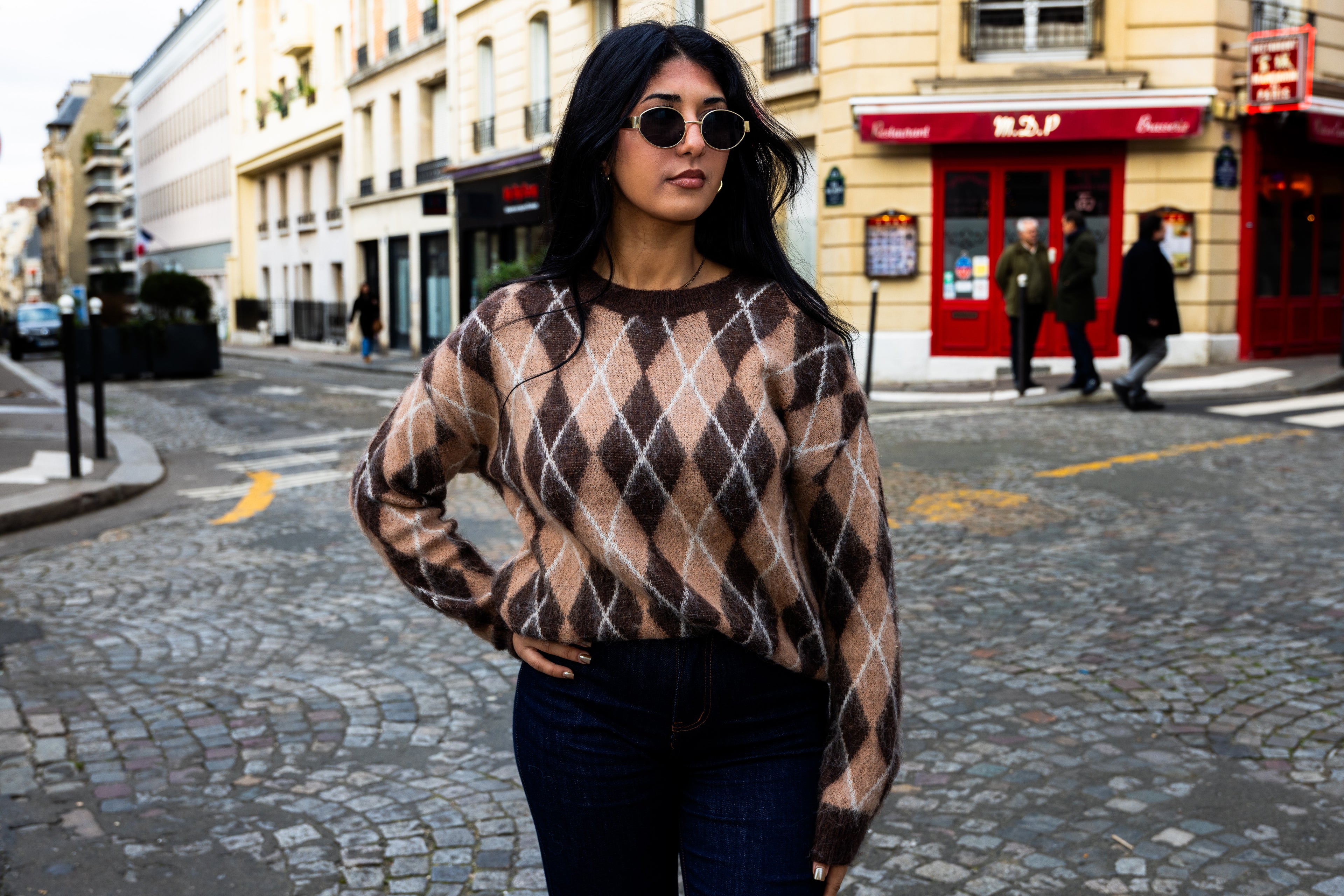 Pull MARGUERITE beige/marron