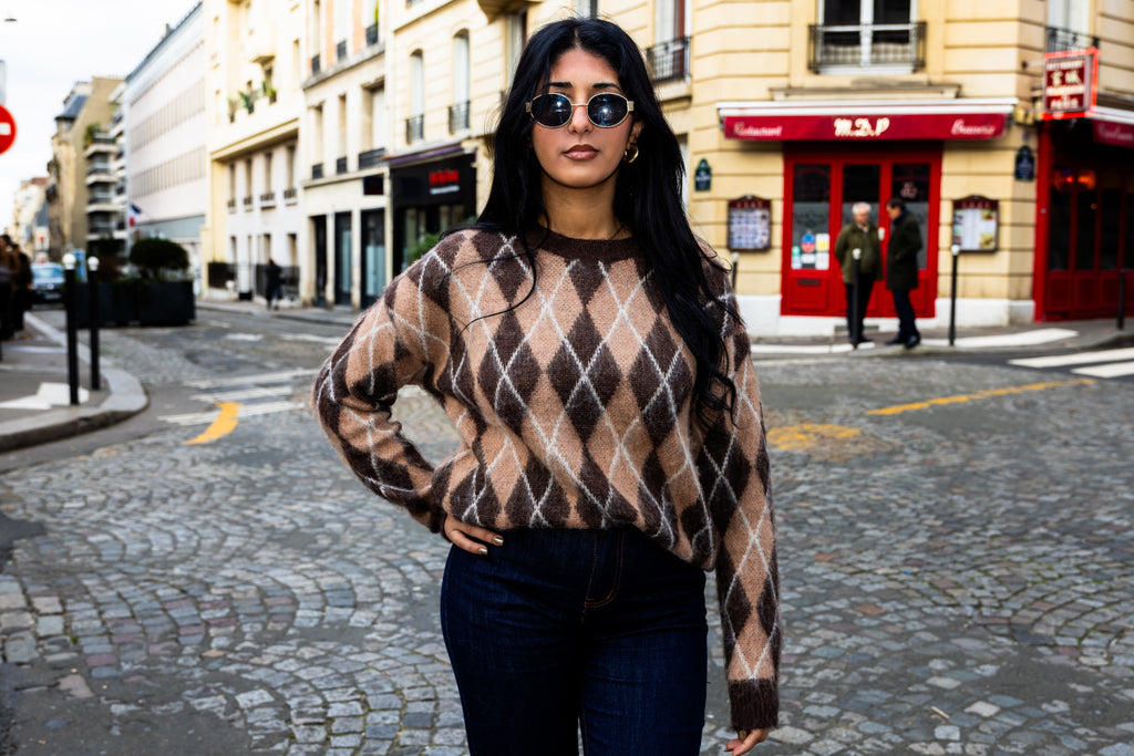 Pull MARGUERITE beige/marron