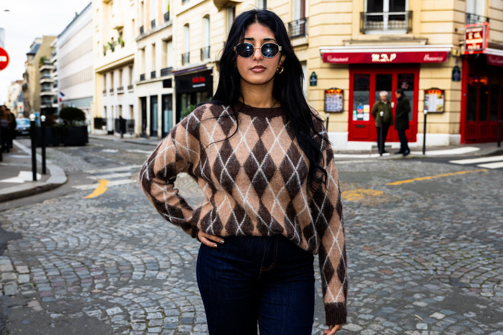 Pull MARGUERITE beige/marron