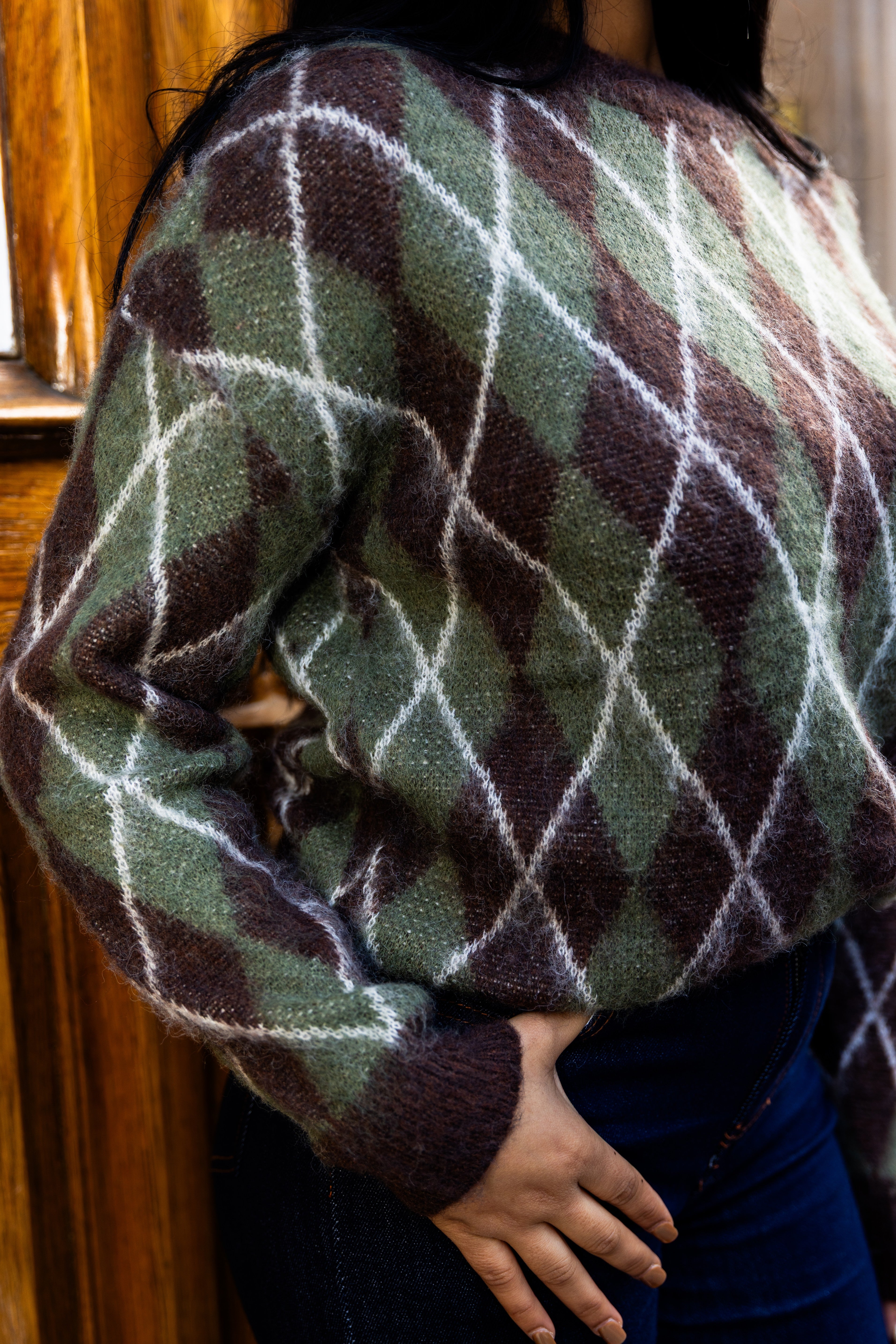 Pull MARGUERITE vert/marron