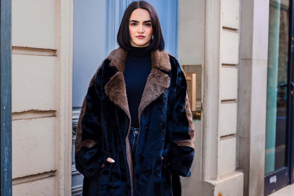 Manteau fourrure HIBA Marron/Noir