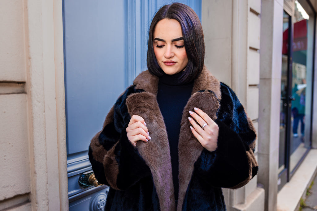 Manteau fourrure HIBA Marron/Noir