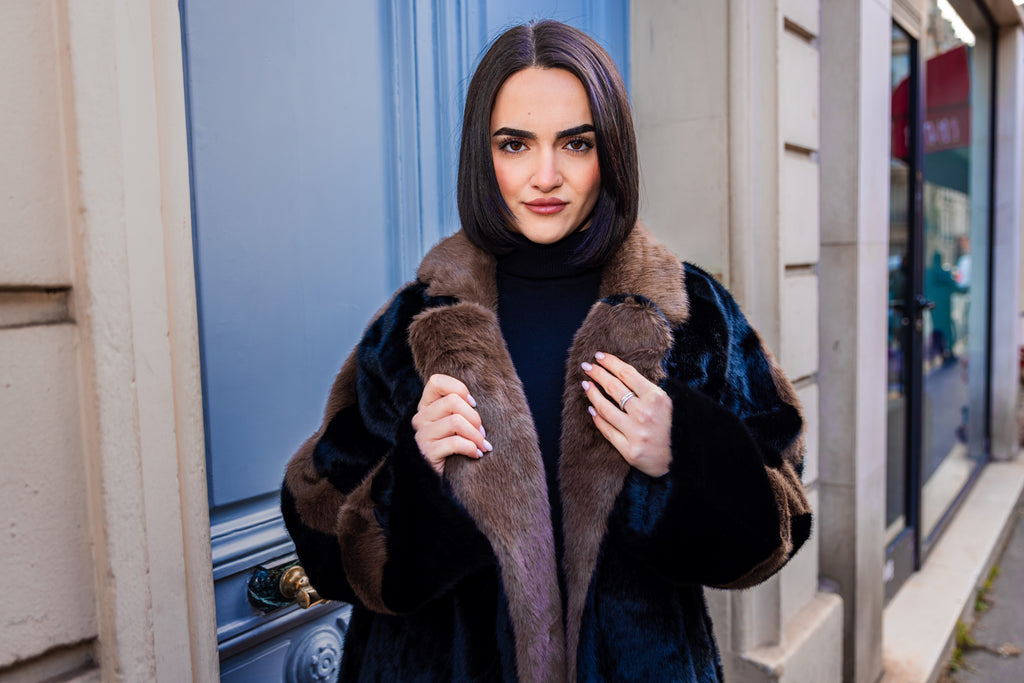 Manteau fourrure HIBA Marron/Noir