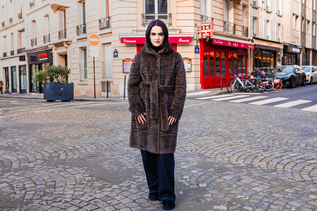 Manteau fourrure KATHY Marron.