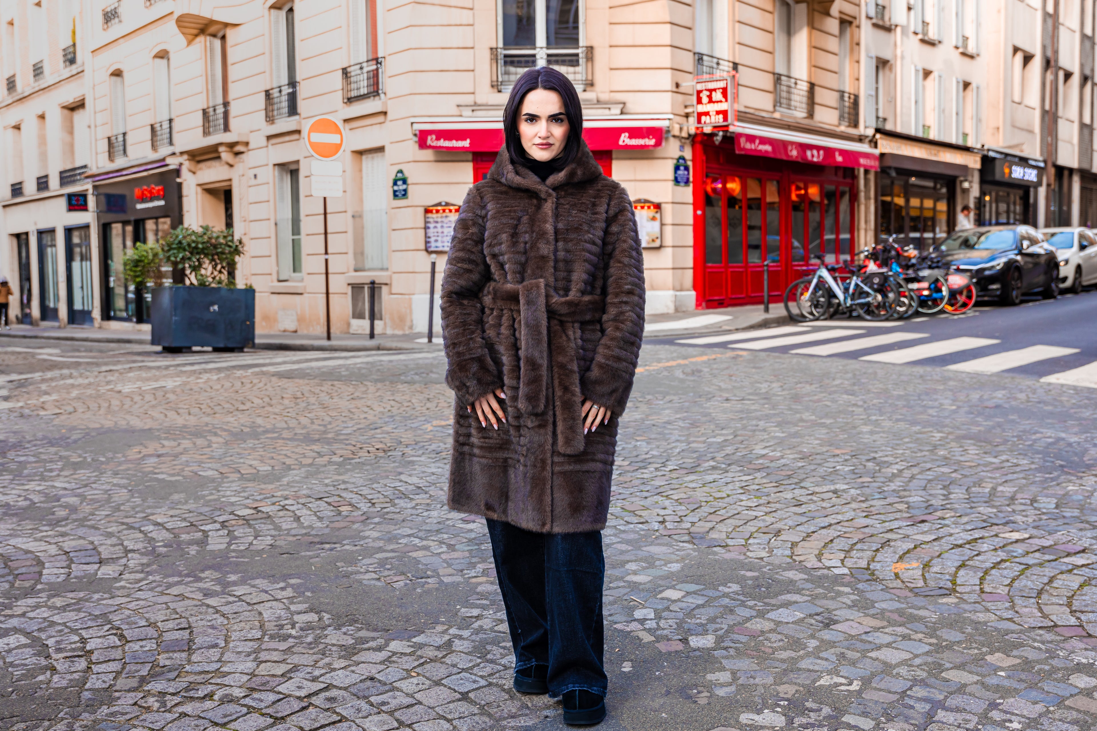 Manteau fourrure KATHY Marron.