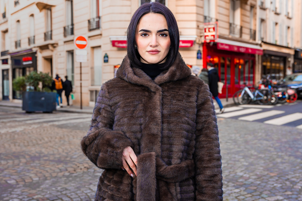 Manteau fourrure KATHY Marron.