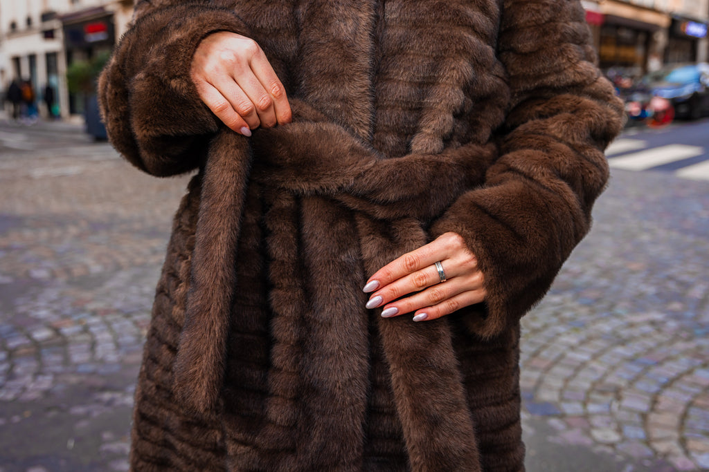 Manteau fourrure KATHY Marron.