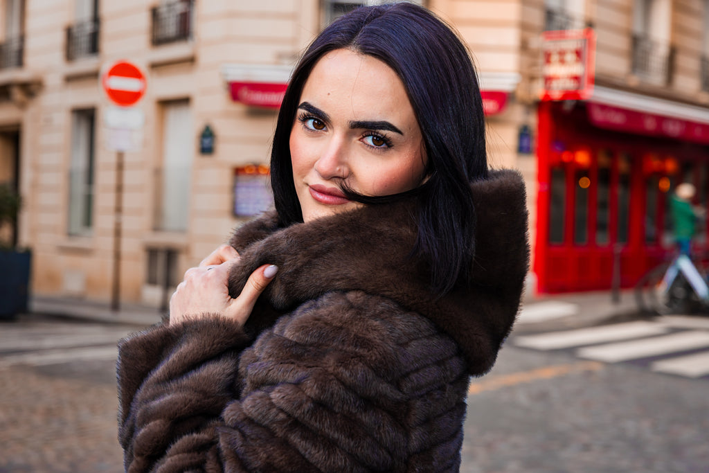 Manteau fourrure KATHY Marron.