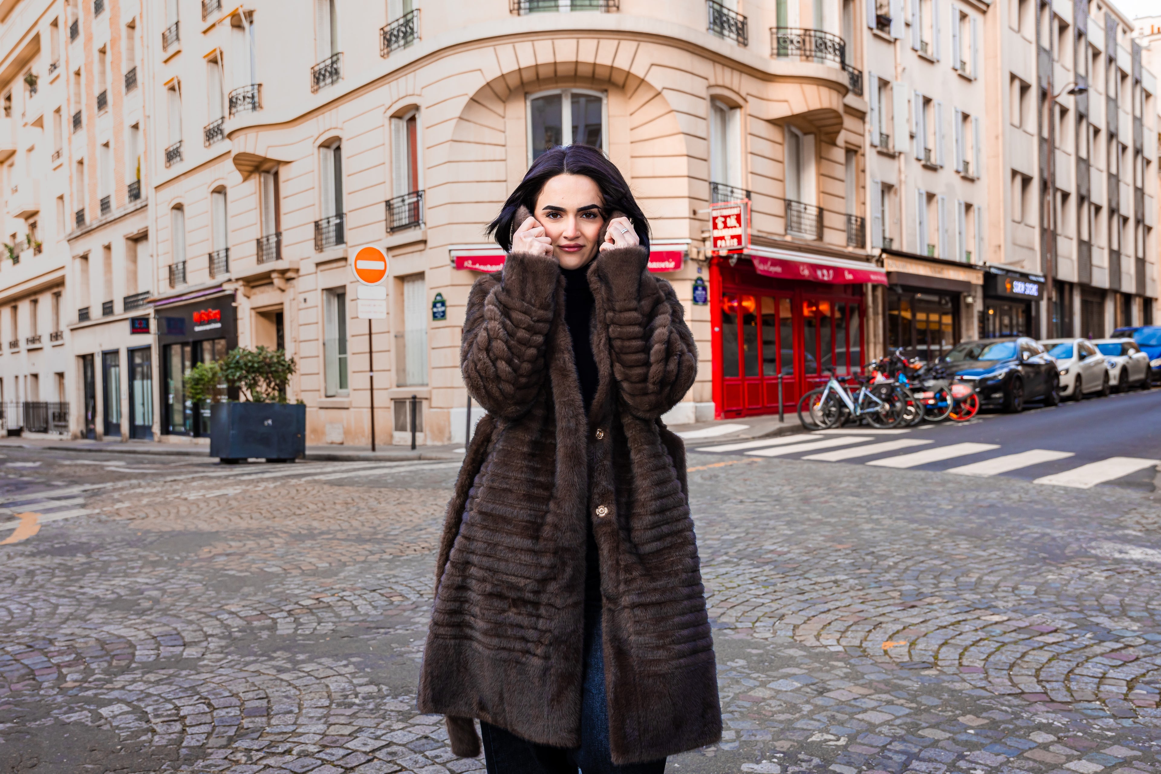 Manteau fourrure KATHY Marron.