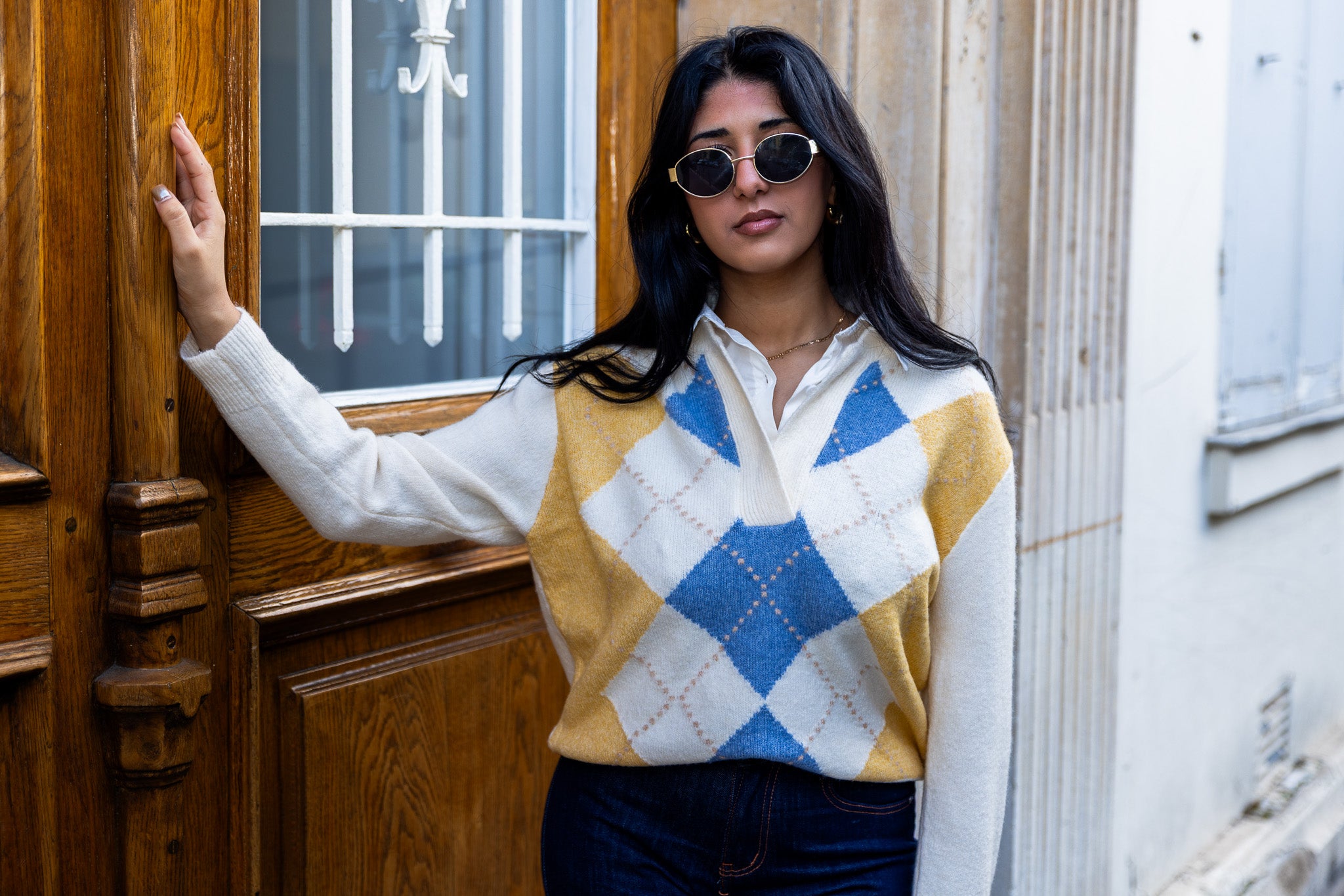 Pull CLARA Bleu/Jaune.