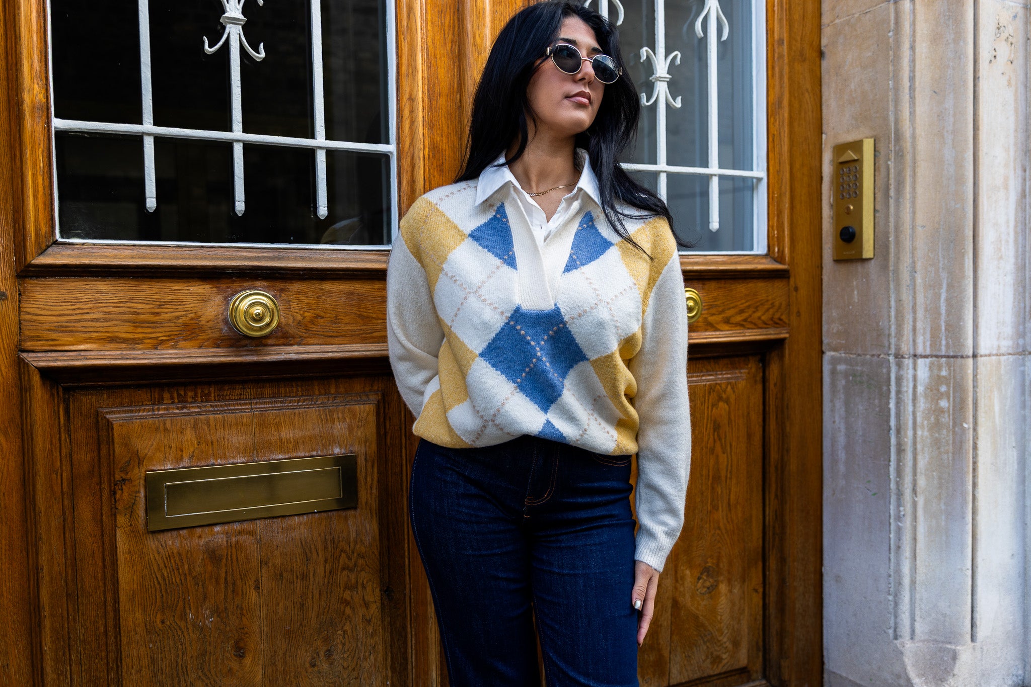 Pull CLARA Bleu/Jaune.