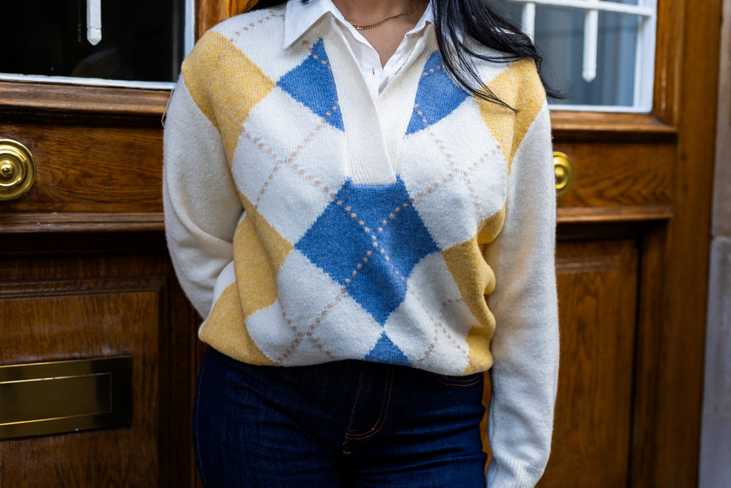 Pull CLARA Bleu/Jaune.