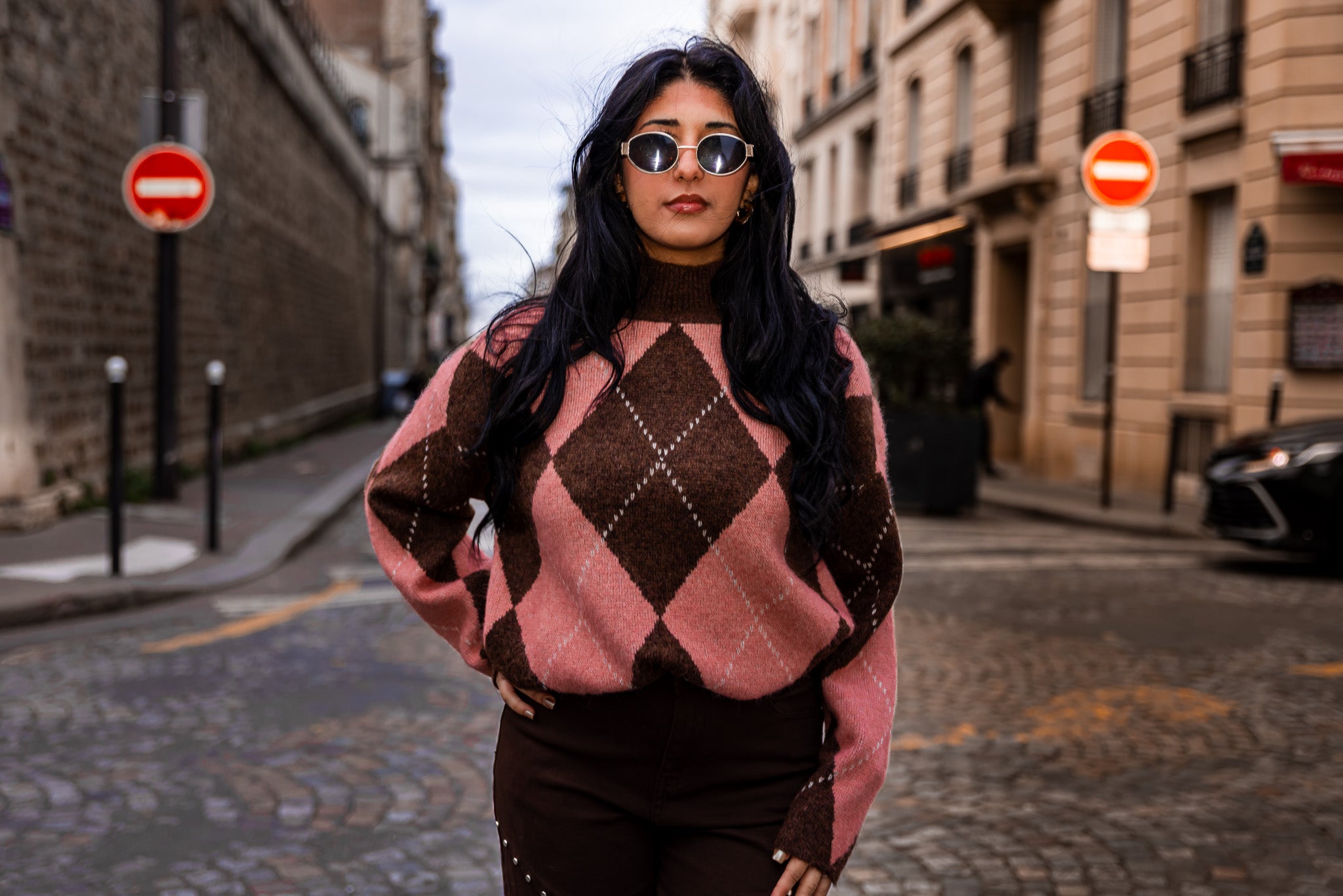 Pull CLAIRE rose/marron