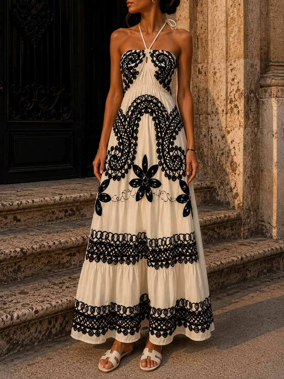 Robe LEA - noir/beige