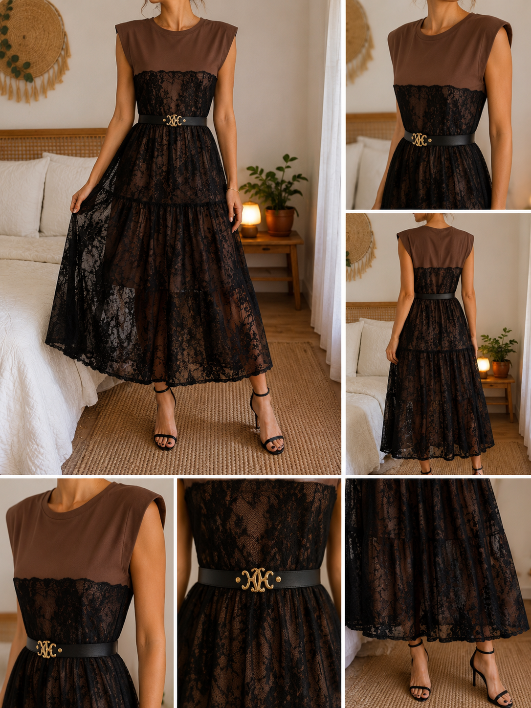 Robe ELISA - marron/noir