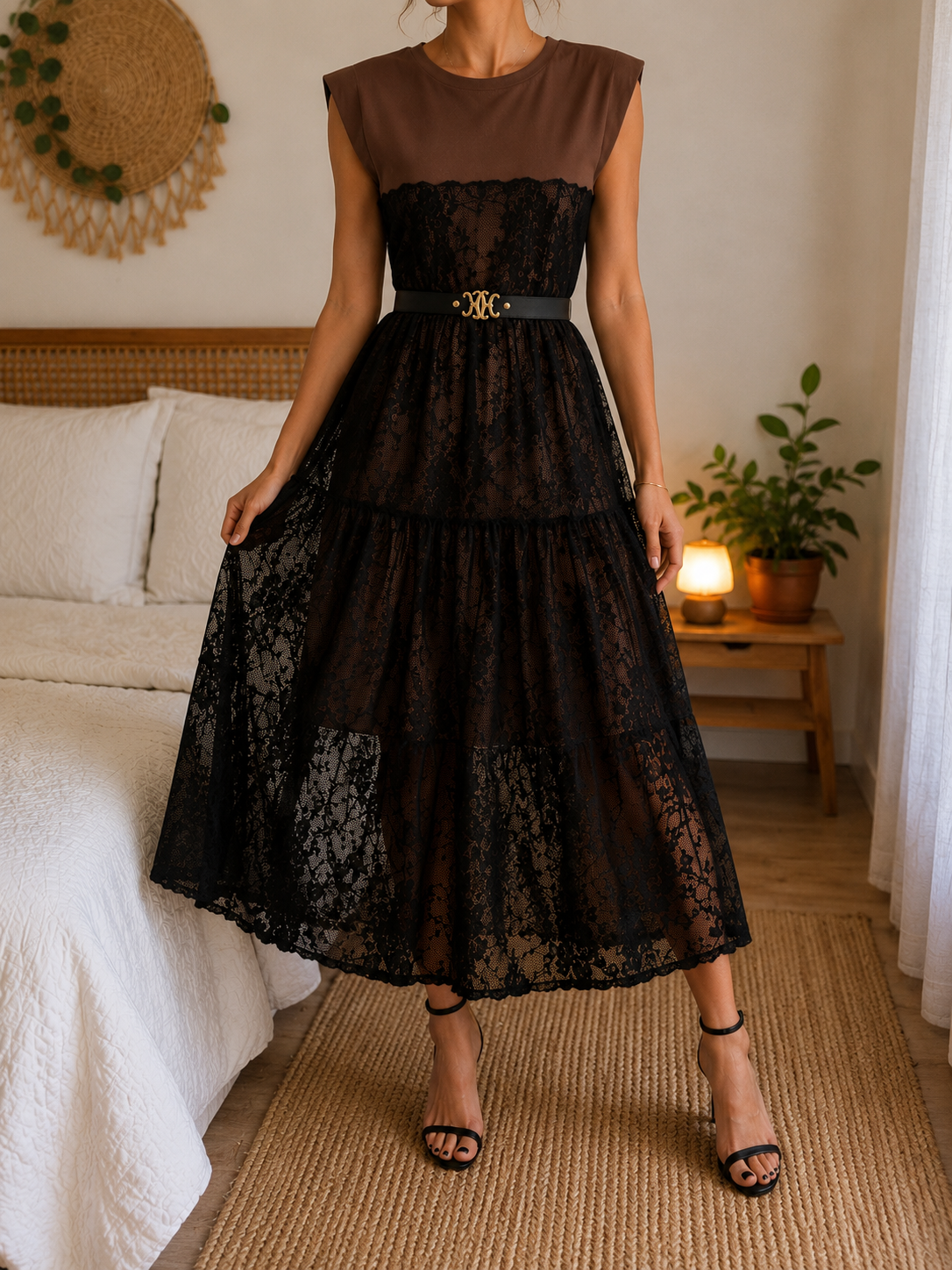Robe ELISA - marron/noir