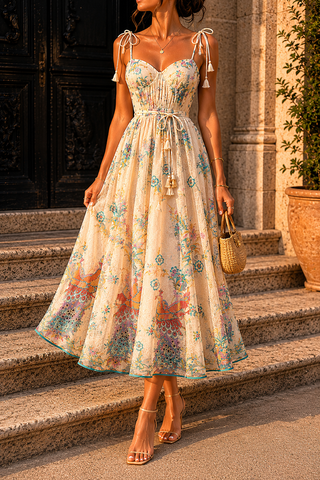 Robe CECILE - beige/vert