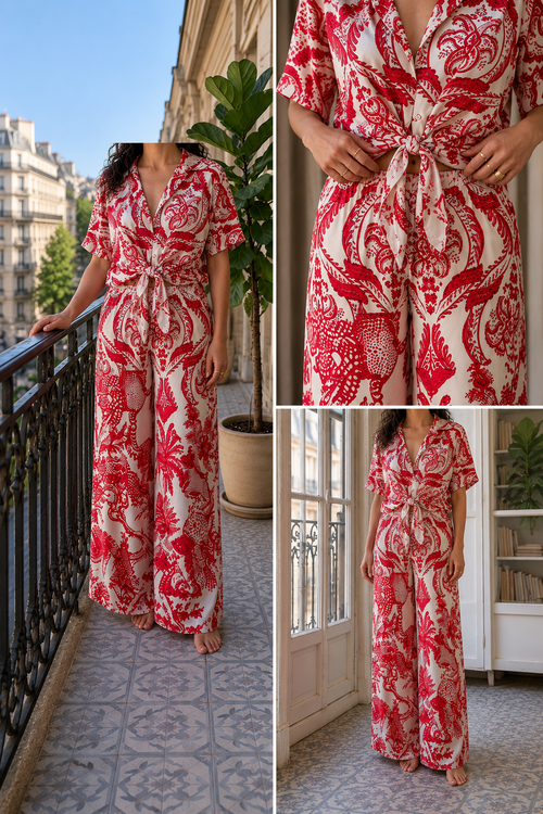 Ensemble LAETITIA - rouge/blanc