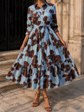 Robe LOICIA - bleu/marron