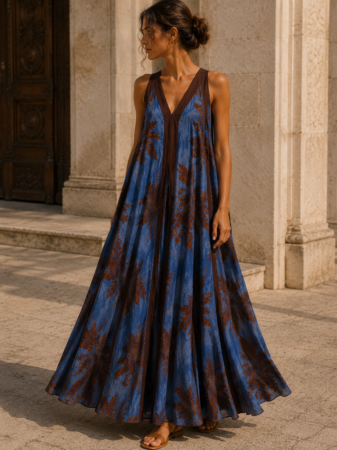 Robe RITA - bleu/marron
