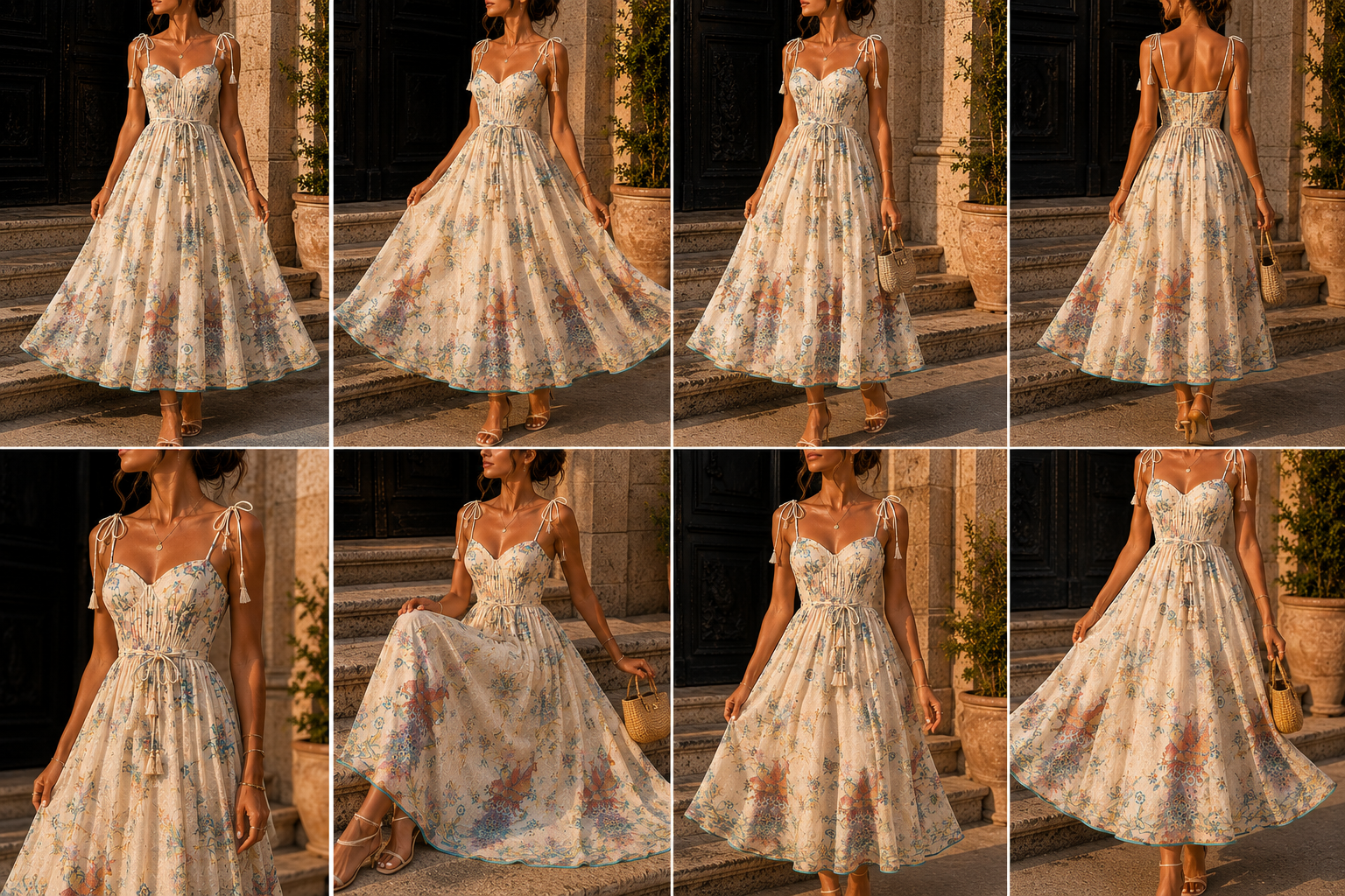 Robe CECILE - beige/vert