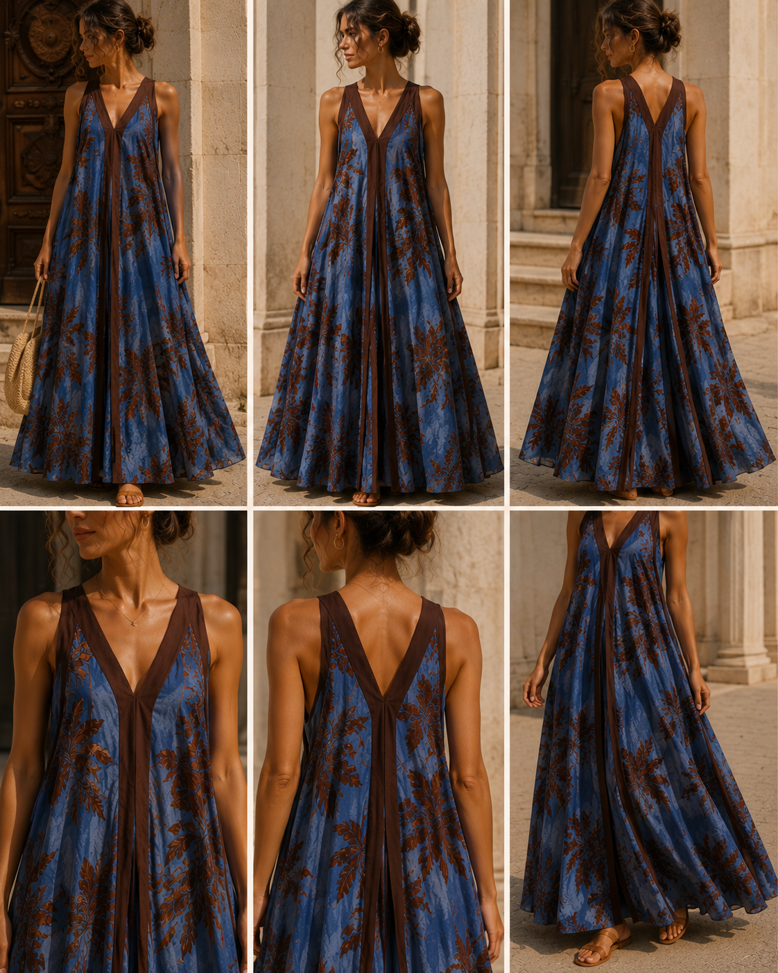 Robe RITA - bleu/marron
