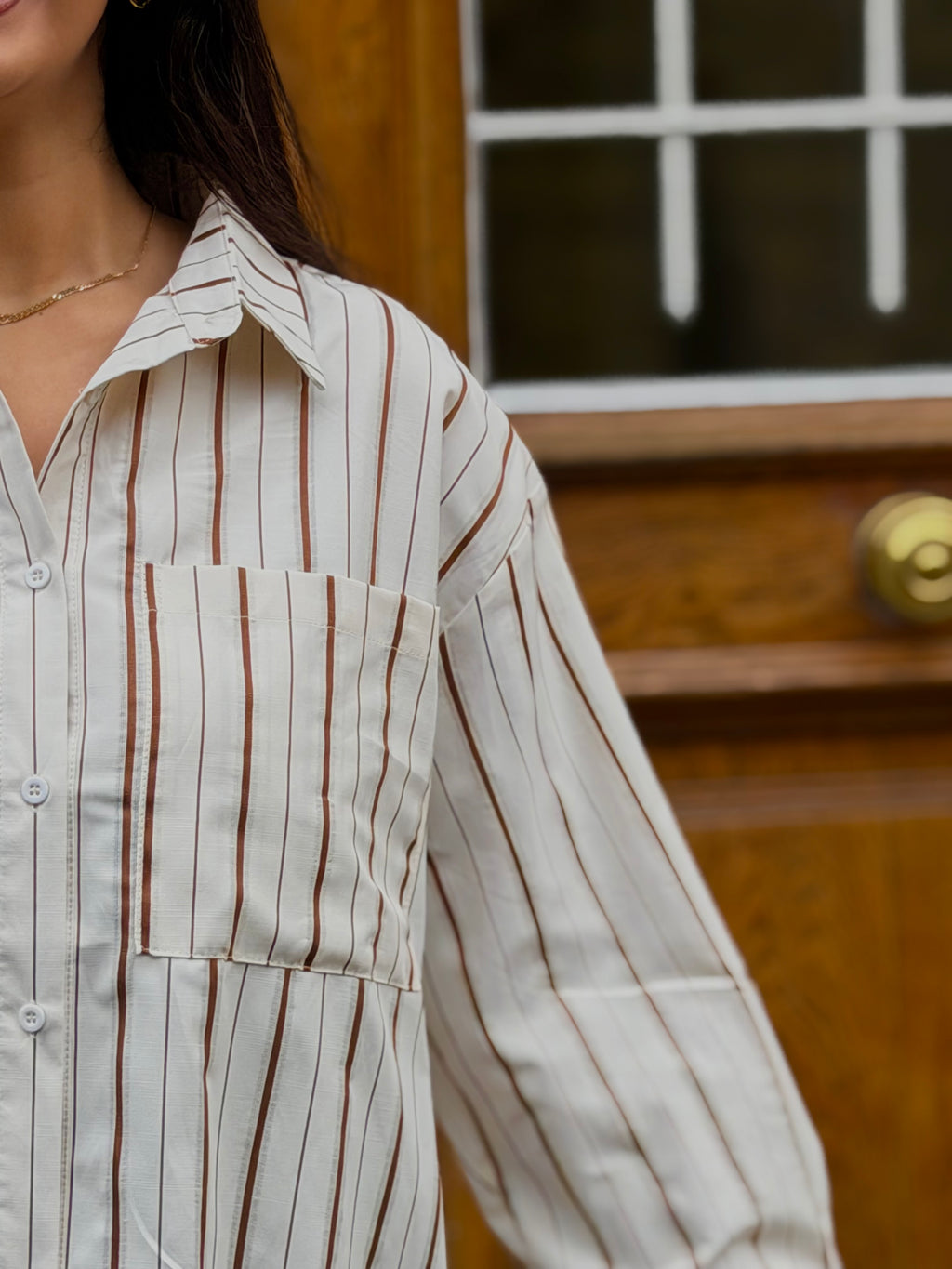 Chemise AGATHE rayé - Écru/Beige