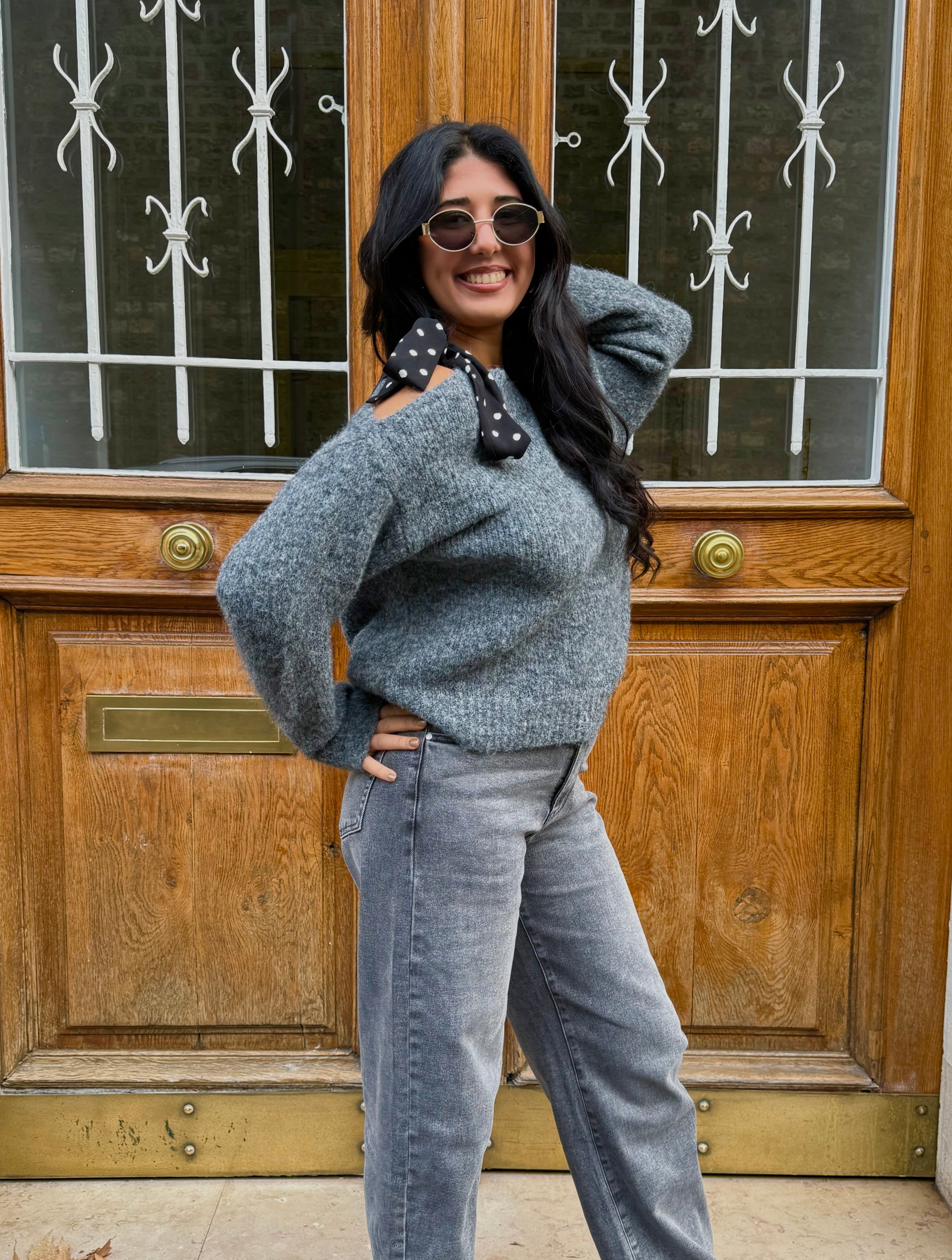 Pull LAURA - gris/noir.