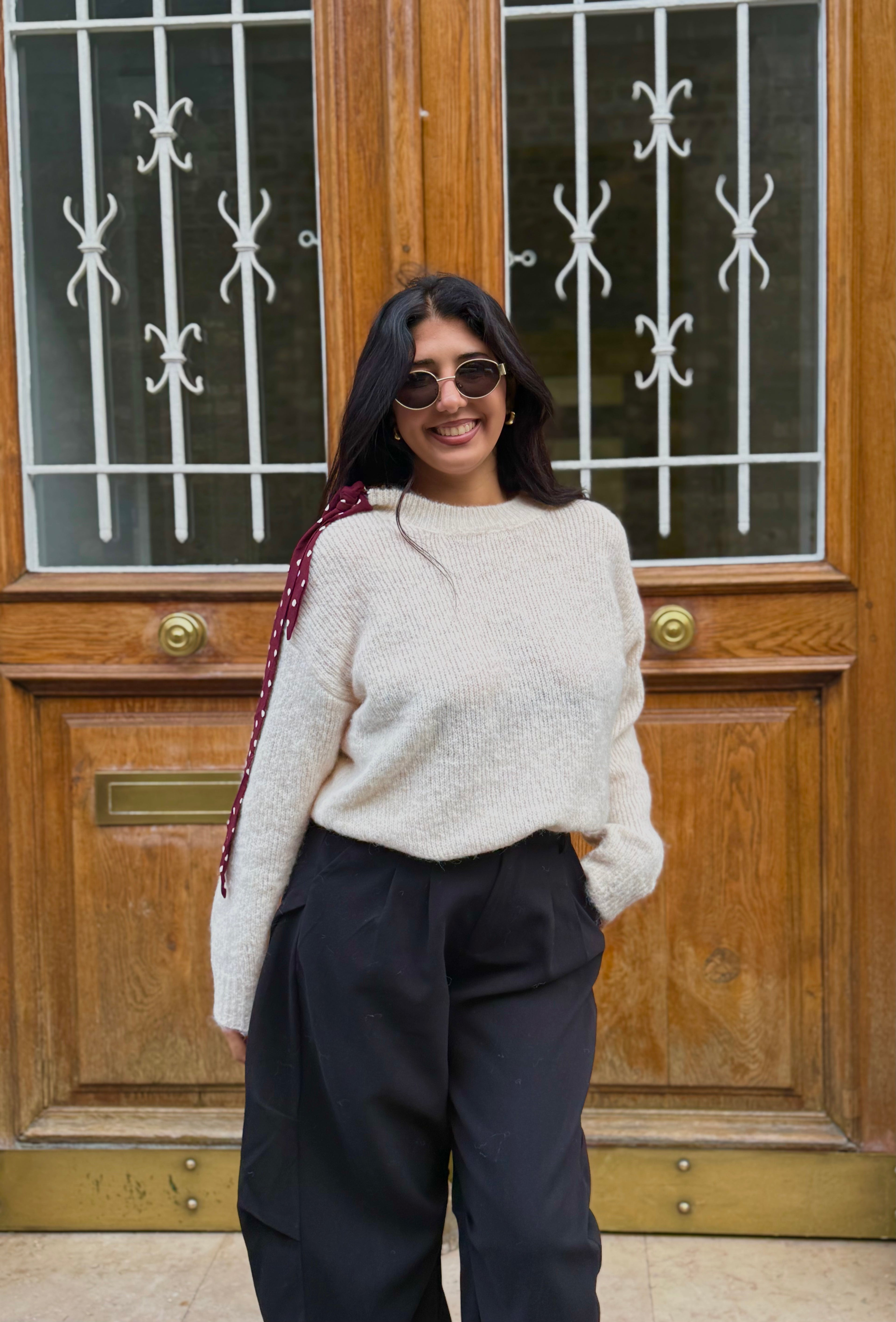 Pull LAURA - Beige/Bordeaux.