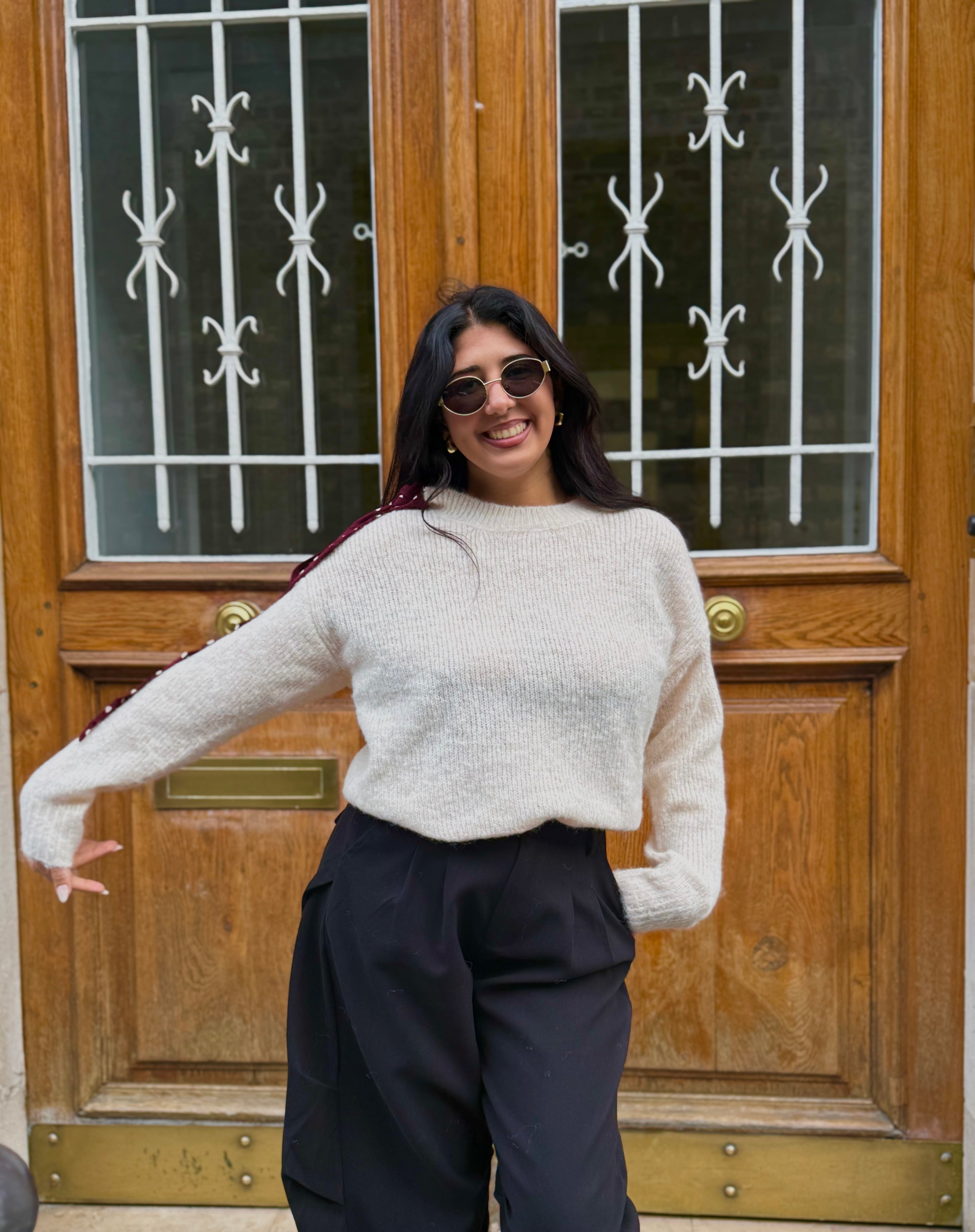 Pull LAURA - Beige/Bordeaux.