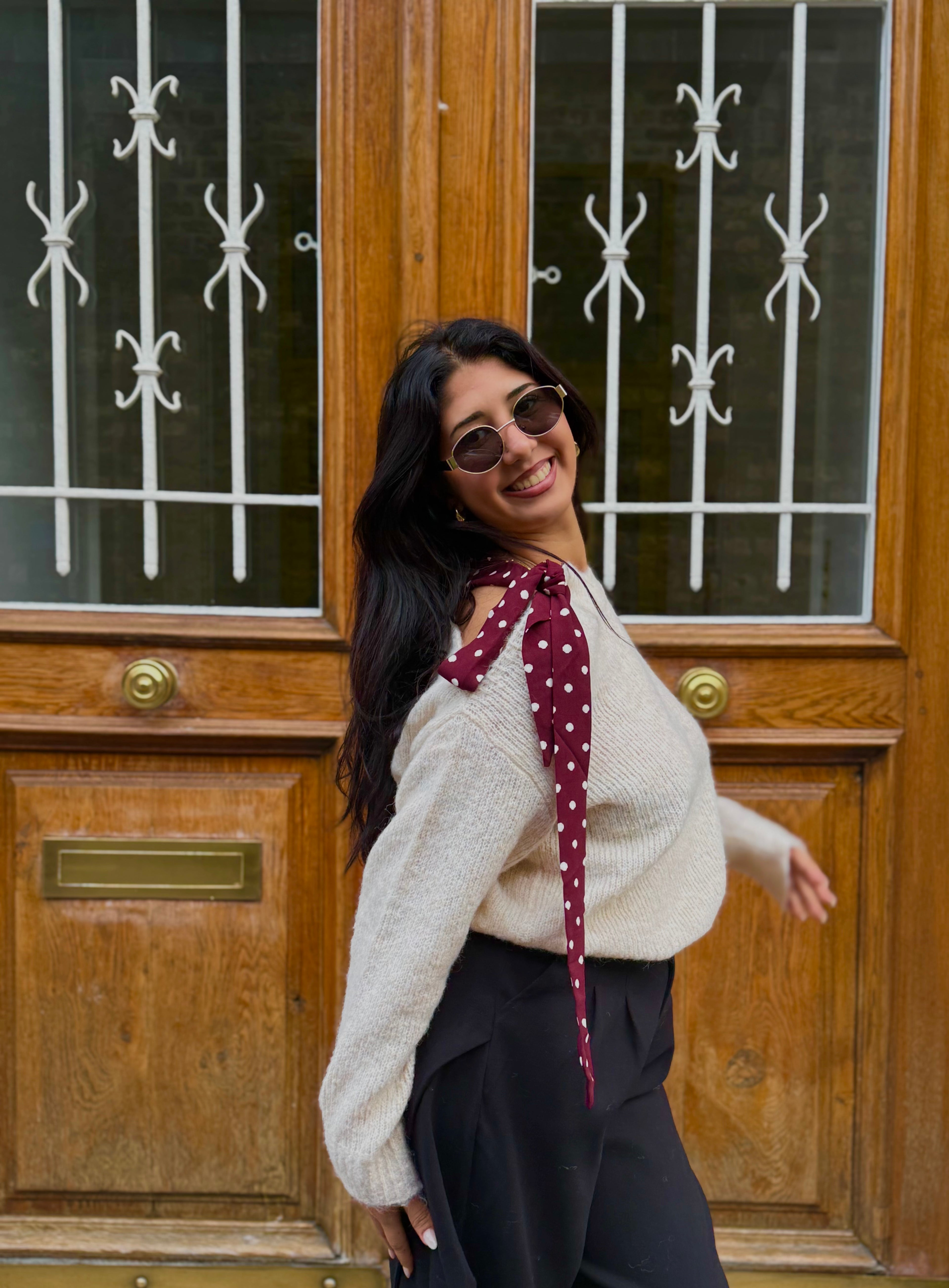 Pull LAURA - Beige/Bordeaux.