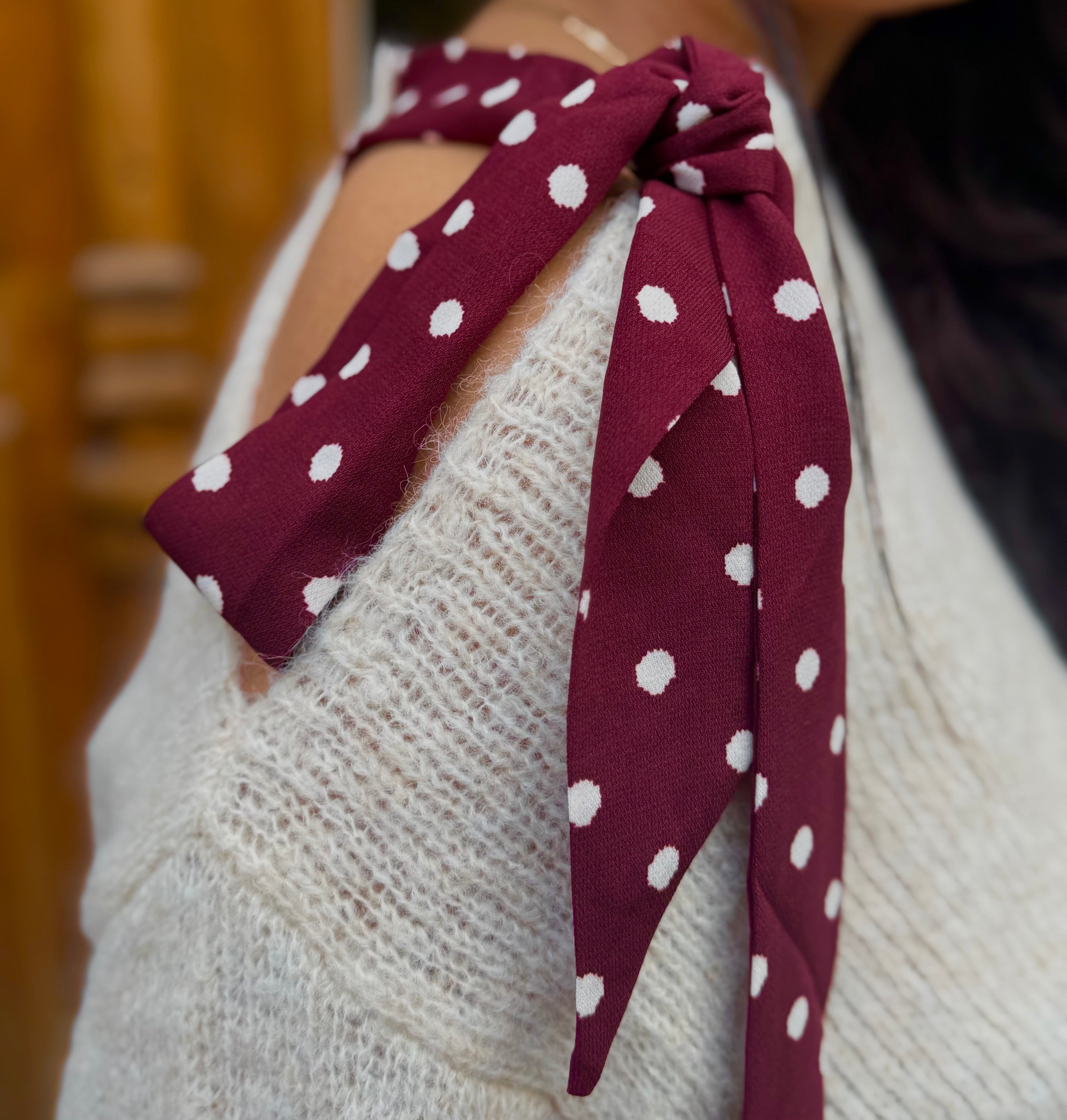 Pull LAURA - Beige/Bordeaux.