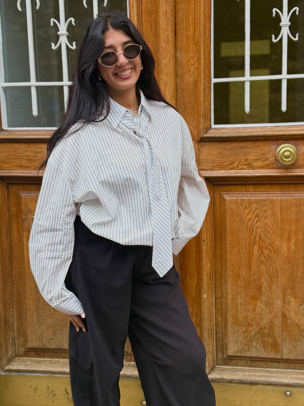 Chemise JADE à rayure - Blanc/Noir