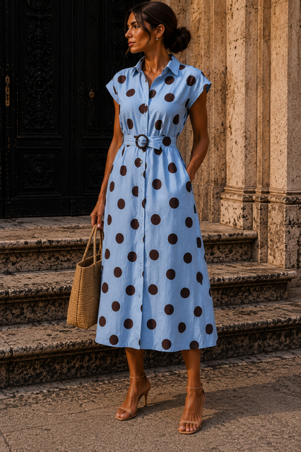 Robe LAURINE - bleu/marron