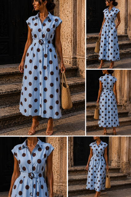Robe LAURINE - bleu/marron